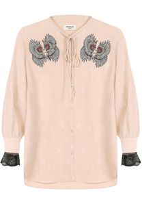 Шелковая блуза с укороченным рукавом и вышивкой Zadig&amp;Voltaire