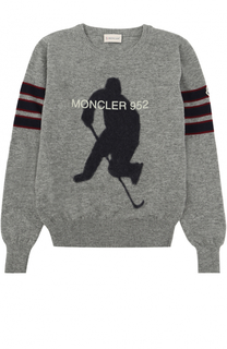 Шерстяной свитер с принтом Moncler Enfant