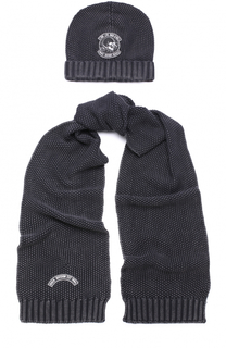 Хлопковый комплект из шапка и шарфа с нашивкой Marc Jacobs