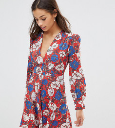 Короткое приталенное платье с глубоким вырезом Glamorous Petite - Мульти