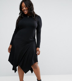 Свободное платье миди с асимметричным подолом ASOS CURVE - Черный