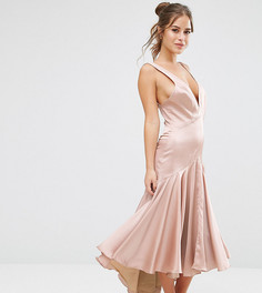 Платье миди со складками и перекрестной спинкой Jarlo Petite - Розовый
