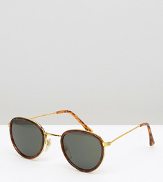 Круглые солнцезащитные очки в золотистой оправе Reclaimed Vintage Inspired - Коричневый