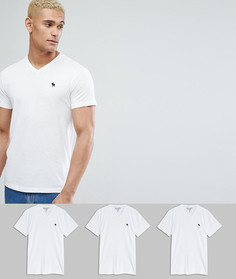 3 белых обтягивающих футболки с V-образным вырезом Abercrombie & Fitch - СКИДКА 25 - Белый
