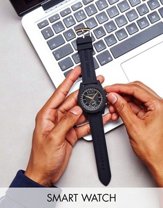 Черные смарт-часы с кожаным ремешком Armani Exchange Connected AXT1004 - Черный