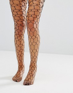 Сетчатые колготки с шестиугольными ячейками ASOS - Черный