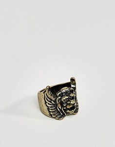 Золотистое кольцо со львом ASOS - Золотой
