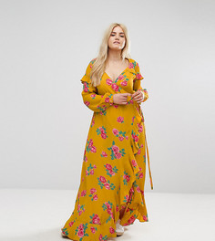 Платье макси с длинными рукавами и цветочным принтом ASOS CURVE - Мульти