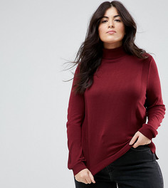 Джемпер с отворачивающимся воротником и отделкой в рубчик ASOS CURVE - Красный