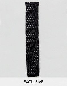 Трикотажный галстук с квадратными концами Heart & Dagger - Черный