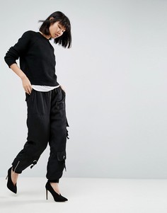 Атласные брюки в стиле милитари ASOS WHITE - Черный