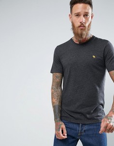 Темно-серая футболка слим с круглым вырезом и логотипом Abercrombie & Fitch - Серый