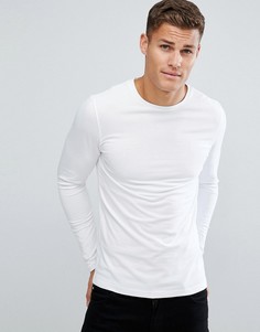 Обтягивающая футболка с длинными рукавами Burton Menswear - Белый