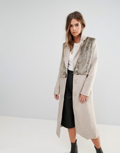 Пальто со вставками из искусственного меха Glamorous - Кремовый