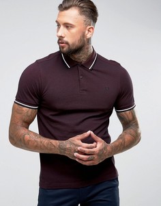 Бордовое поло узкого кроя с отделкой Fred Perry - Красный