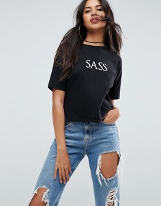 Футболка с надписью Sass ASOS - Черный