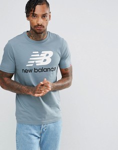 Синяя футболка New Balance Essentials Stacked MT73587_CYC - Синий