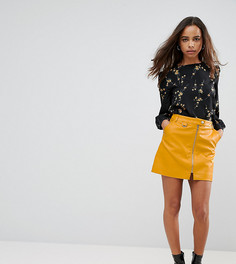 Мини-юбка из искусственной кожи с молнией Fashion Union Petite - Желтый