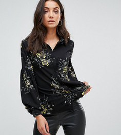 Рубашка с пышными рукавами и ярким цветочным принтом Fashion Union Tall - Черный
