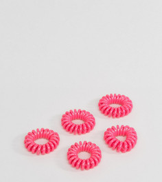 Набор из 5 разноцветных резинок-спиралек для волос ASOS - Розовый