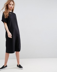 Платье-футболка миди с отворотами на рукавах ASOS Ultimate - Черный