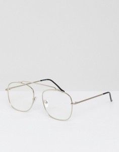 Серебристые очки-авиаторы с прозрачными стеклами Spitfire - Серебряный