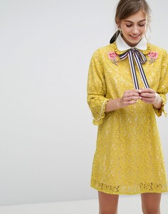 Платье мини с вышивкой Sister Jane - Желтый