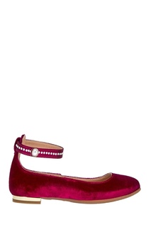 Бархатные балетки Alix Ballet Mini Aquazzura Children