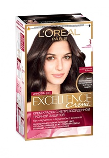 Краска LOreal Paris для волос Excellence, оттенок 3, Темно-каштановый, 270 мл
