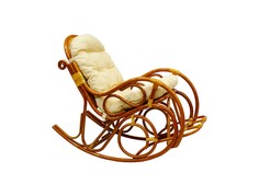 Кресло-качалка с подножкой из ротанга (ecogarden) коричневый 58x99x128 см.