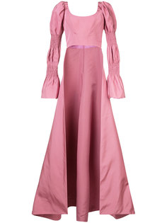 puffed sleeve floor length cape-back top Christian Siriano