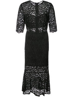 lace embroidered flared dress Veronica Beard