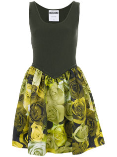 платье в рубчик с цветочным принтом  Moschino