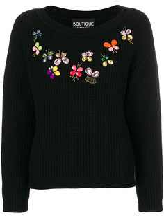 свитер с цветами из бусин  Moschino