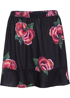 Трикотажная юбка (черный в цветочек) Bonprix