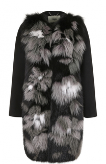 Кашемировое пальто с отделкой из меха лисы Fendi