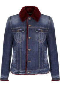 Джинсовая куртка на пуговицах с меховой подкладкой Dolce &amp; Gabbana