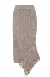 Кашемировая юбка асимметричного кроя с бахромой Stella McCartney