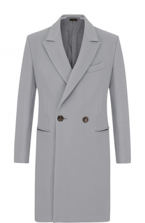 Двубортное шерстяное пальто с отложным воротником Zegna Couture