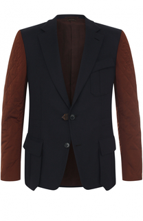 Однобортный кашемировый пиджак с контрастными рукавами Zegna Couture