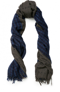 Шерстяной шарф в клетку с необработанным краем Yohji Yamamoto