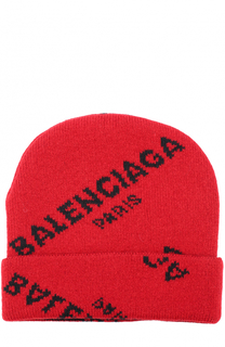 Шерстяная вязаная шапка с логотипом бренда Balenciaga