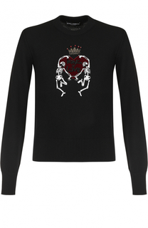 Джемпер из шерсти тонкой вязки с контрастной отделкой Dolce &amp; Gabbana