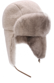 Кашемировая шапка-ушанка с отделкой из меха норки Inverni
