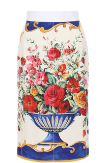 Шелковая юбка-карандаш с ярким принтом Dolce &amp; Gabbana