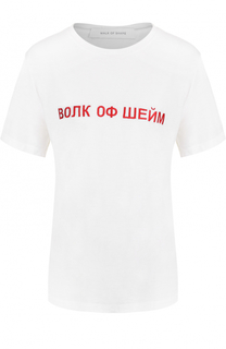 Хлопковая футболка с контрастной вышивкой Walk of Shame