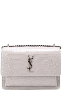 Сумка Sunset Monogram medium с тиснением под крокодила Saint Laurent