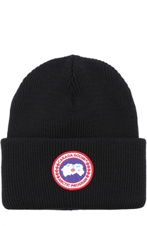 Шерстяная вязаная шапка с логотипом бренда Canada Goose