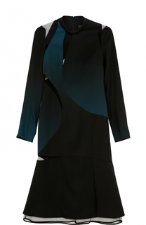 Платье-миди с длинным рукавом и прозрачными вставками Versace