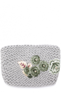 Повязка из смеси шерсти и шелка с цветочной вышивкой Jennifer Behr